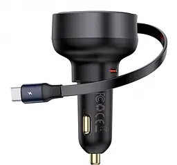 Автомобільний зарядний пристрій Baseus Enjoyment Pro Car Charger Type-C+Retractable Type-C Cable 60W C00057802111-01 Black
