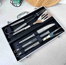 Набір для гриля та барбекю: 5 аксесуарів у кейсі - Для любителів BBQ - з нержавіючої сталі 2303 - мініатюра 9
