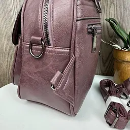Жіночий рюкзак сумка 2 в 1 стильний фіолетовий маленький молодіжний (564) - мініатюра 7