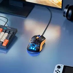 Комп'ютерна миша Hoco GM51 Sky luminous gaming wired mouse Чорний with жовтий - мініатюра 4