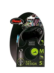 Повідець-рулетка Flexi Black Design M для собак середніх порід трос 5 м до 20 кг блакитний - мініатюра 2