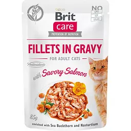 Вологий корм Brit Care Cat Pouch для котів філе в соусі пікантний лосось 85 г