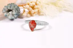 Каблучка з родієвого срібла з сонячним каменем 15 SK-0070 - мініатюра 7