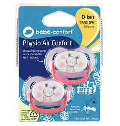 Пустушка силіконова Bebe Confort Physio Air Dummy Gardener, анатомічна, 0-6 міс., 2 шт., рожева з жовтим (3104201910) - мініатюра 3