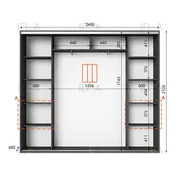 Шафа-купе Idea серія 7 240 x 45 x 210 см Антрацит Дзеркало - мініатюра 2