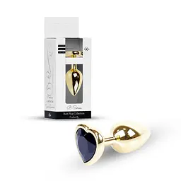 Анальна пробка - Jewellery Gold Heart Plug Black - мініатюра 1