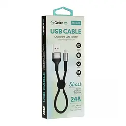 USB кабель Gelius Pro Short Cable Micro USB 2.4 А 0.2 м GP-UC107 Black - мініатюра 3