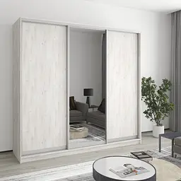 Шафа-купе тридверна MebelStar Комбо AL 2ДСП/Дзеркало 220x60x210 см Аляска сірий (MBS-3378)