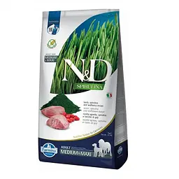 Сухий беззерновий корм Farmina N&amp;D SPIRULINA для дорослих собак середніх і великих з ягням, спіруліною та ягодами годжі, 7 кг