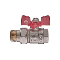Кран з американкою Nolf Classic NFC.921-08-3/4" FM ГШМ, ручка "метелик" червона NF3151 - мініатюра 2