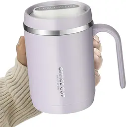 Кухоль office cup 500 мл для кави чаю з вакуумною ізоляцією нержавіюча сталь 304/PP purple grei - мініатюра 3