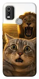 Чохол Demsky Shocked cat and lion для Nokia C21 Plus