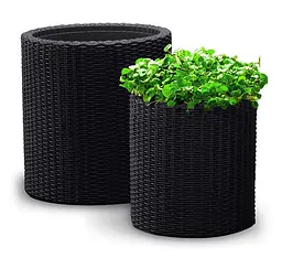 Горщик для квітів Keter 39 л Cylinder Planter Large сірий - мініатюра 2