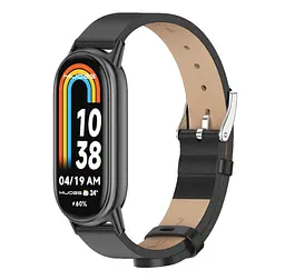 Шкіряний ремінець Mijobs для фітнес браслета Xiaomi Smart Band 9 Black - мініатюра 2