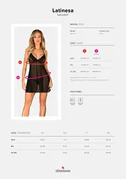 Пеньюар та трусики Obsessive Latinesa babydoll & thong XS/S - мініатюра 5