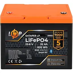 Акумулятор LogicPower LiFePO4 Smart BT 24V 25.6V/32Ah/820Wh BMS 40A/32А [29992] [109378] - мініатюра 2