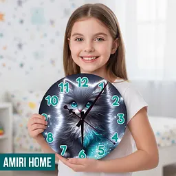 Настенные часы AMIRI HOME Серый котик 28 см VG1011 - миниатюра 3