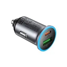 Адаптер автомобільний ACEFAST PD dual port metal car charger B15 1Type-C/1USB, PD/QC, 65W/3A| - мініатюра 2