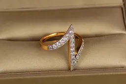 Кільце Xuping Jewelry зигзаг з родієм р 16 золотисте - мініатюра 2
