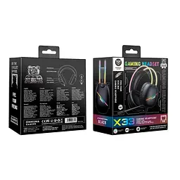 Навушники ігрові повнорозмірні Onikuma X33 wired gaming headphones 2 види підключення Type-C + USB підсвічування RGB чорні - мініатюра 2