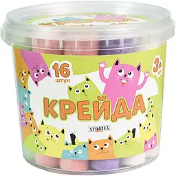 Крейда Strateg Велика кругла різнокольорова 16 шт. (50139)