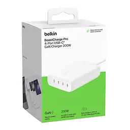 Мережевий зарядний пристрій 4xUSB-C, GAN Belkin BoostCharge Pro 200 White - мініатюра 8