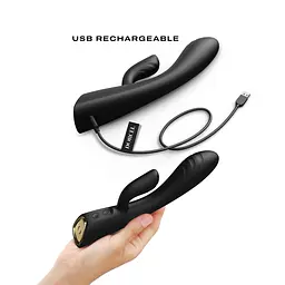 Вібратор-кролик з підігрівом Dorcel FLEXI RABBIT BLACK, гнучкий стовбур - мініатюра 4