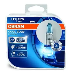 Автолампа галогенна Osram Cool Blue +20% 12V H1 55W 4200K 2 шт (64150 CBI-BOX)