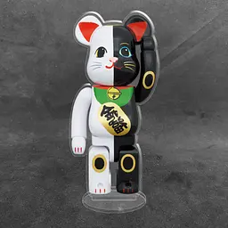 Акрилова колекційна фігурка Bearbrick Manekineko Gold Fortune White x Good Luck Black