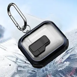 Футляр протиударний Locking Button для навушників Airpods 1/2 Blue - мініатюра 4