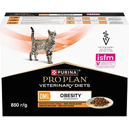 Набір вологого корму для дорослих котів Purina Pro Plan Veterinary Diets OM Obesity Management St/Ox для схуднення з куркою (10 x 85 г)  - мініатюра 2