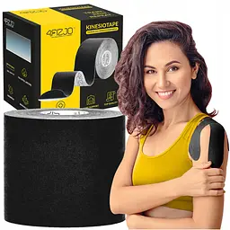 Стрічка кінезіологічна (кінезіо тейп) 4FIZJO 7.5 см x 5 м 4FJ0546 Black (P-5907739318886) - мініатюра 1