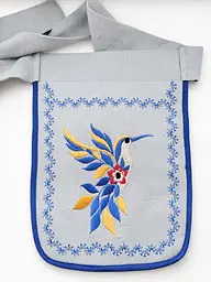 Ладунка з вишивкою сіро-блакитна Пташка, кишенька з вишивкою, гаман жіночий
