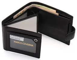 Чорне шкіряне портмоне з відділом для документів Marco Coverna MCBK10-805 10 см - мініатюра 6