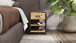 Тумба універсальна Ferrum-decor Вів'єн 1/2 50x41x40 чорний ДСП Дуб Артізан 16мм (FRD-104123) - мініатюра 4