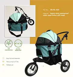 Коляска для домашніх тварин Bestopet Люпосанчик BS-RL-23 Mint Green - мініатюра 7