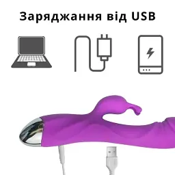 Вібратор кролик 2 в 1 I'MCUM Realistic Lover Фіолетовий (IM-ZDB506) - мініатюра 2