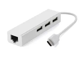 Хаб USB 2.0 Type-C -> 3xUSB 2.0 + RJ45 Fast Ethernet Білий - мініатюра 4