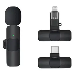 Петличний бездротовий мікрофон BFK12 Trophy Dual-mic Lightning/Type-C Black Borofone teh0029558 - мініатюра 1