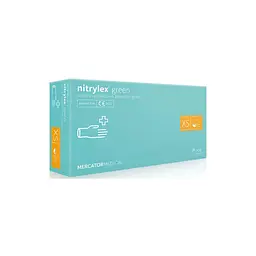 Рукавички нітрілові Mercator Nitrylex Green оглядові нестерильні неопудрені зелені XS 50 пар - мініатюра 2