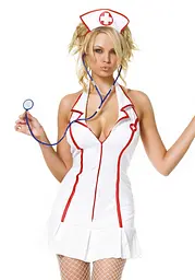 Еротичний костюм медсестри Leg Avenue Head Nurse XL, сукня, аксесуар на голову, стетоскоп - мініатюра 2