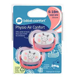 Пустушка силіконова Bebe Confort Physio Air Dummy Gardener, анатомічна, 6-18 міс., 2 шт., рожева з жовтим (3104201920) - мініатюра 3