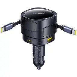АЗП Baseus Enjoyment Max PD90W with retractable cables (1USB-A/3C) (C00035507121) Cosmic Black