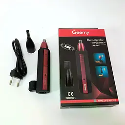 Тример для носа і вух, окантування бороди та вусів GEMEI GM-3001 2 в 1 акумуляторний тример з насадками - мініатюра 6