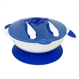 Тарілка на присосці Mega Zayka з ложкою та виделкою 350 мл MGZ-0109 (Blue) - мініатюра 2