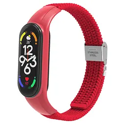 Ремінець для Xiaomi Mi Band 7/6/5/4, Braided Solo Loop, червоний, нейлоновий плетений браслет, еластичний змінний ремінець для фітнес-трекера з надійним кріпленням, ArmorStandart (ARM69907)