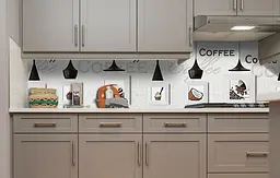 Вініловий кухонний фартух Лампочки Кава наклейка для кухні Абстракція Бежева 60х300 см Happy Pocket Z181562 - мініатюра 5