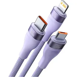 Кабель Baseus Flash Series Ⅱ 3-in-2 Cable USB+Type-C to MicroUSB+Lightning+Type-C 100W 1.2m CASS030105 Purple - мініатюра 2