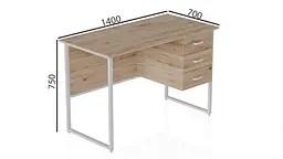 Комп'ютерний стіл Ferrum-decor Гаррі 75x140x70 білий ДСП Дуб Артізан 32мм (FRD-101019) - мініатюра 3