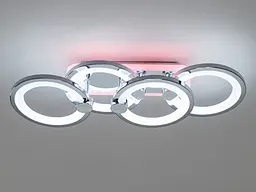 Люстра стельова LED Diasha H8022/2+2HR, 65W, 3200K-6500K, хром, сучасний стиль, з пультом, для дому - мініатюра 3